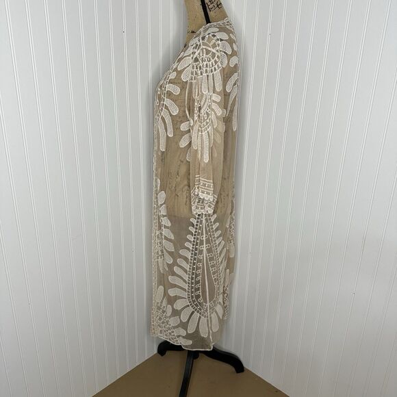 Rebellion Again Sheer Lace Mesh Duster Cardigan Womens Sz M Festival Boho Fairy - Picture 11 of 13